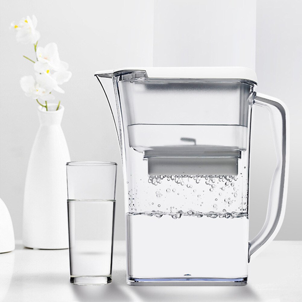 Ergonomisk håndtag acf kulfiber vandfilter kande 2.3l reducerer bly 25w dagligt transparent med 1 filter filtreringskande
