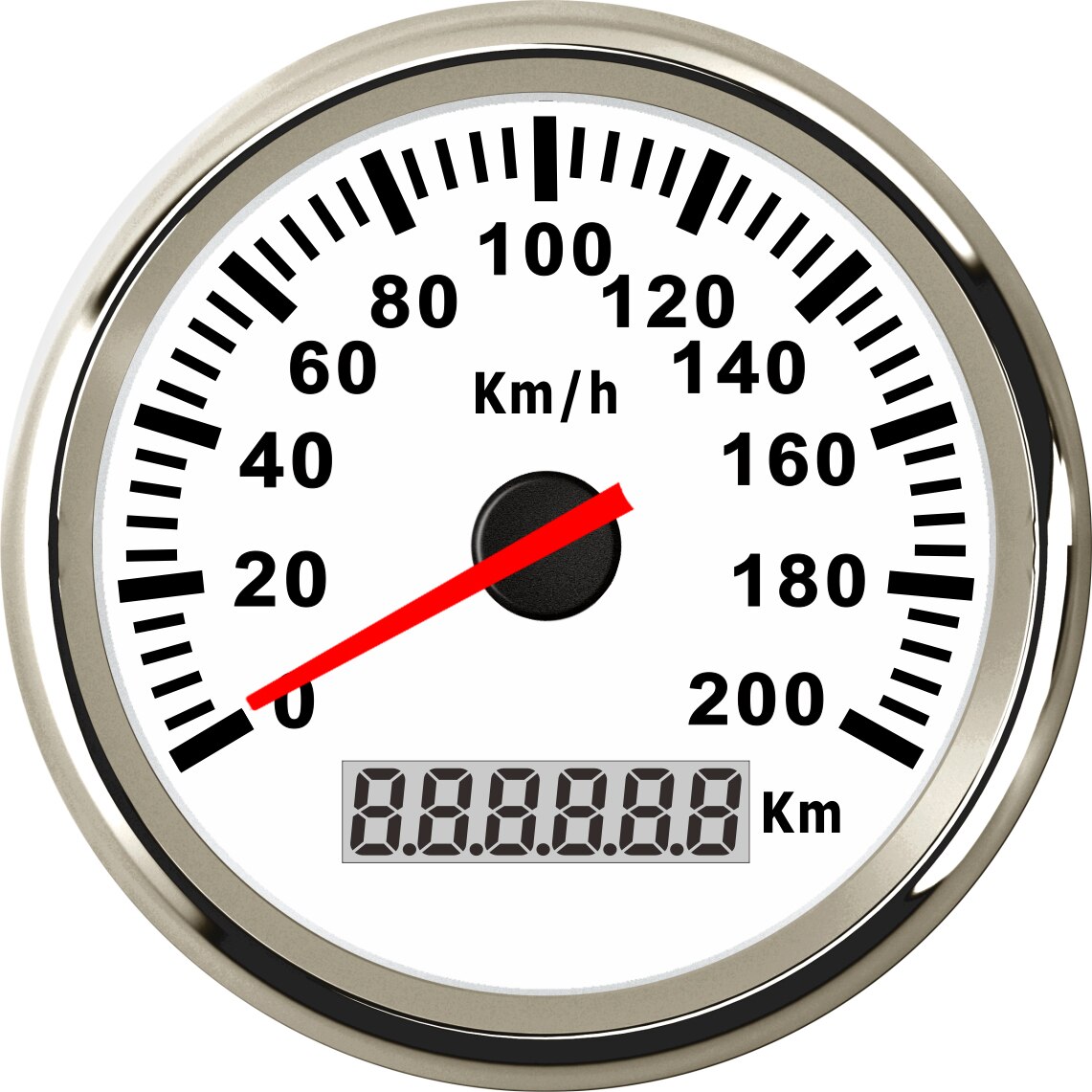 85mm Speedometer Universal Meter 120km/h 200Km/h Speed Odometer Gauge with Red Backlight For Auto Truck Boat 85MM Speed Gauge: white silver 200kmh