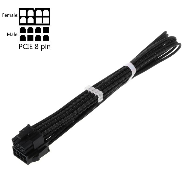 30/40CM GPU PCI-E 8 Pin (6pin+2pin) Male to Female Power Extension Cable for PC: 40CM