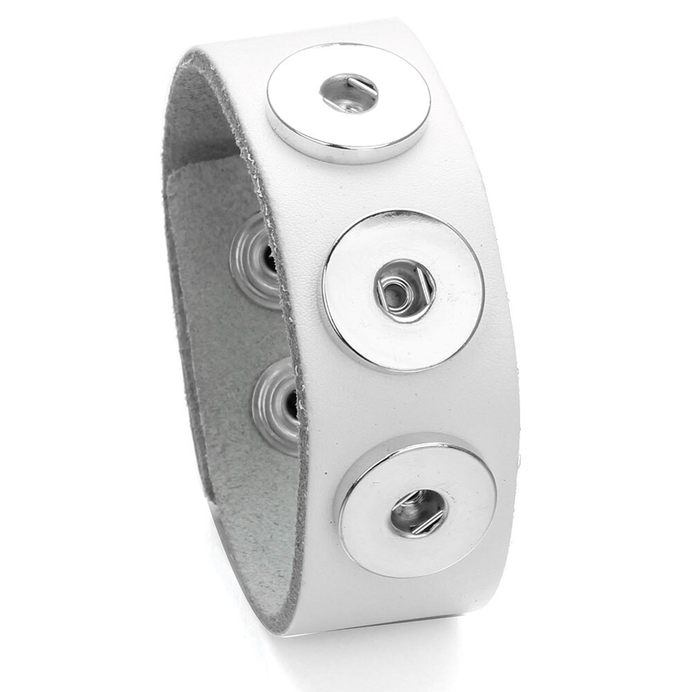 3- knops armband met drukknopen van leer voor vrouwen, wikkelarmband met bedel, boho, bohemian armbanden, armband voor vrouwen, sieraden  zg510: Zg510- witte