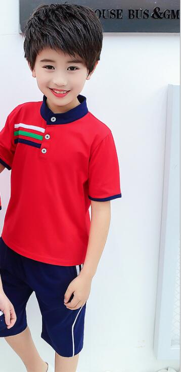 Red Plus Size Adults Children's Primary School Uniform Teen Students Chorus Costumes Kids Summer British School Uniforms Outfits: Boys  set / XL