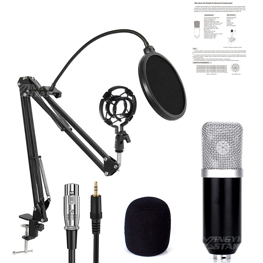 BM 800 700 Condenser Microphone Wired Mic Stand Micro Kit For PC Computer Laptop Studio Recording DJ KTV Karaoke
