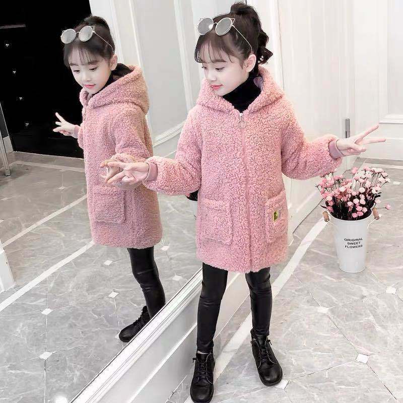 Fall Winter Kids Meisjes Pluche Uitloper Jassen Kleding Kinderen Hoodies Lam Pluizige Jas Tieners Dikke Warme Tops Rits Kleding