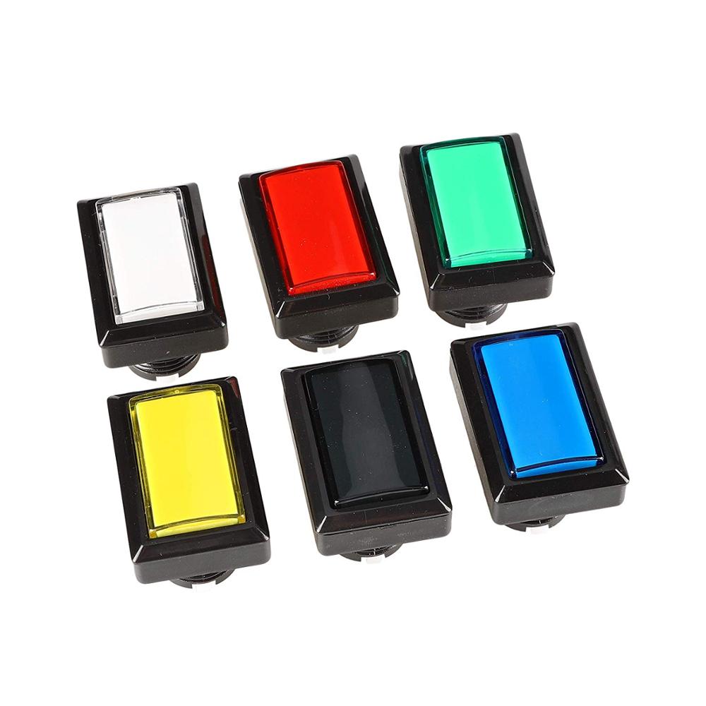 yinglucky Arcade button LED12V 1Pc game machine Rectangle Arcade Button with led lamp illuminated 5 Colors