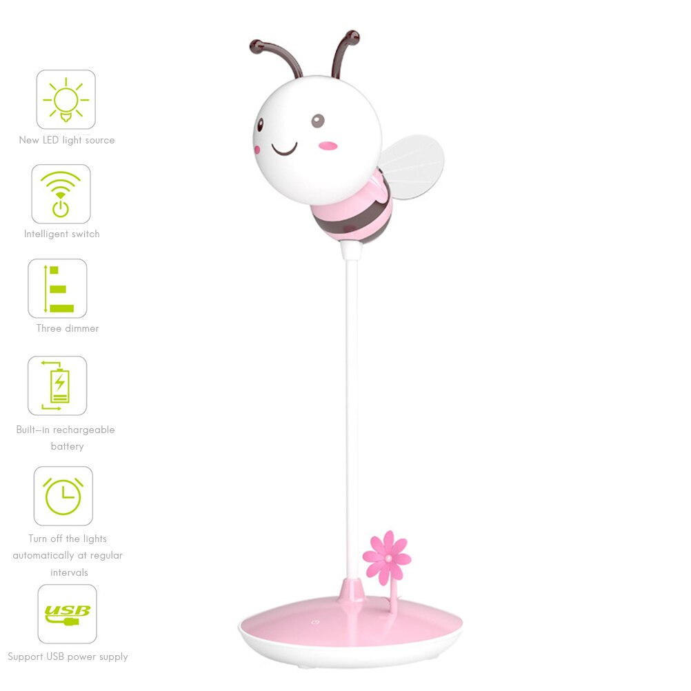 Oplaadbare 3D Nachtlampje Bumble Bee Lamp Groen/Roze Voor Elke Jongen Of Meisje Slaapkamer Decor
