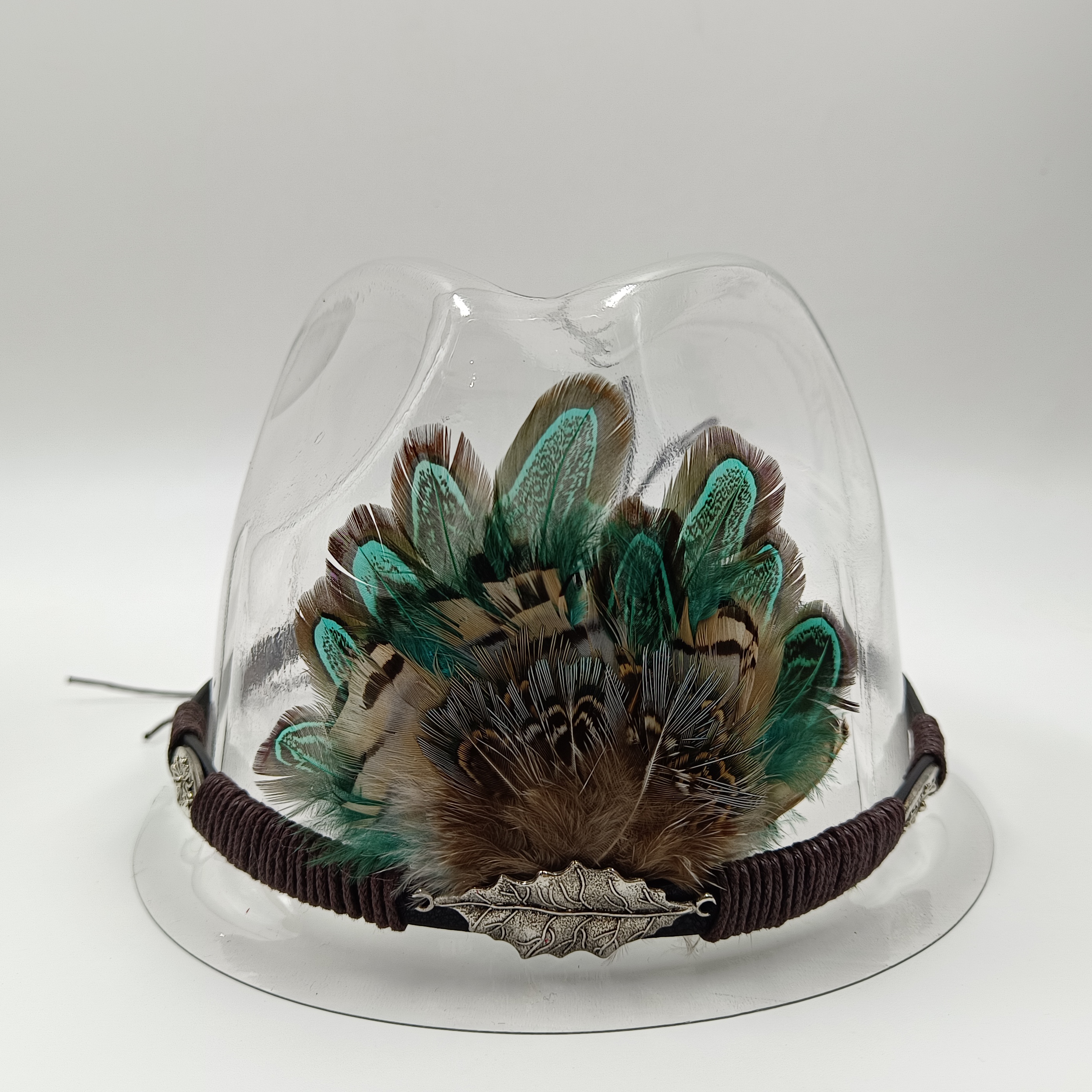 Hat accessories Feather knitted style various hat accessories jazz cowboy hat fedora hat straw hat for men and women: SKY BLUE