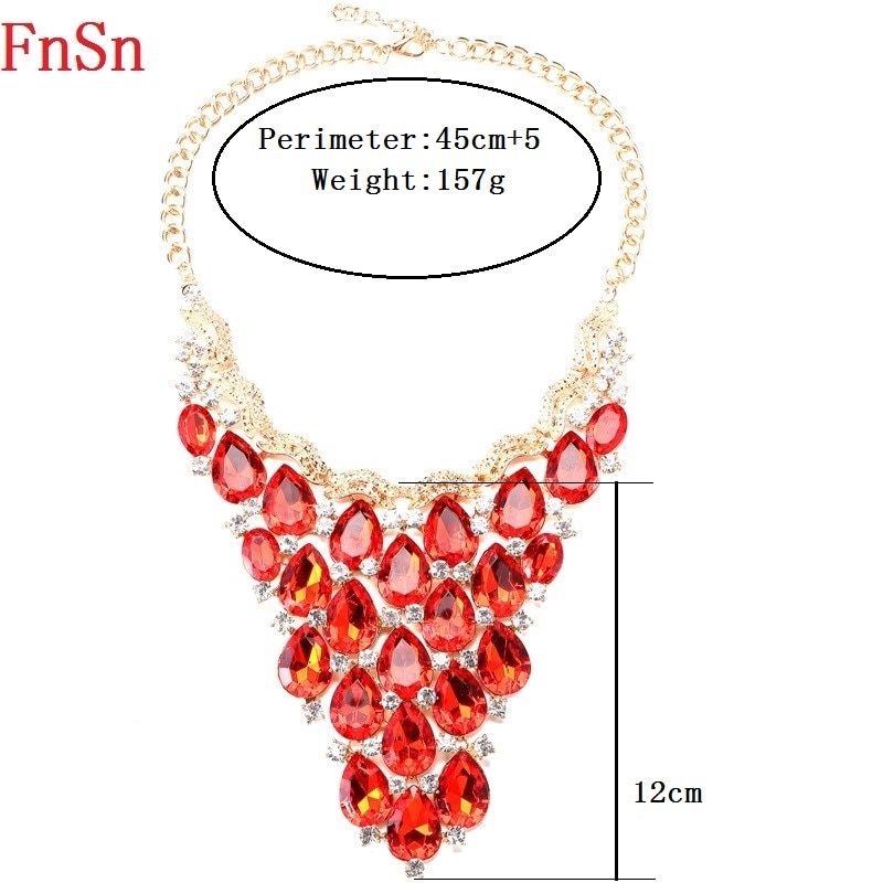 FnSn Gold Chokers Crystal Verklaring Hanger Ketting Vrouwen Wedding Party Rhinestone Kraag Water sieraden Parure N153