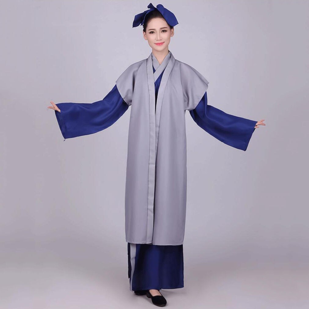 Female Chinese Folk Dance Fairy Dress Green White Stage Costumes Man Hanfu Woman Traditional Chinese Clothing: Xuxian / M