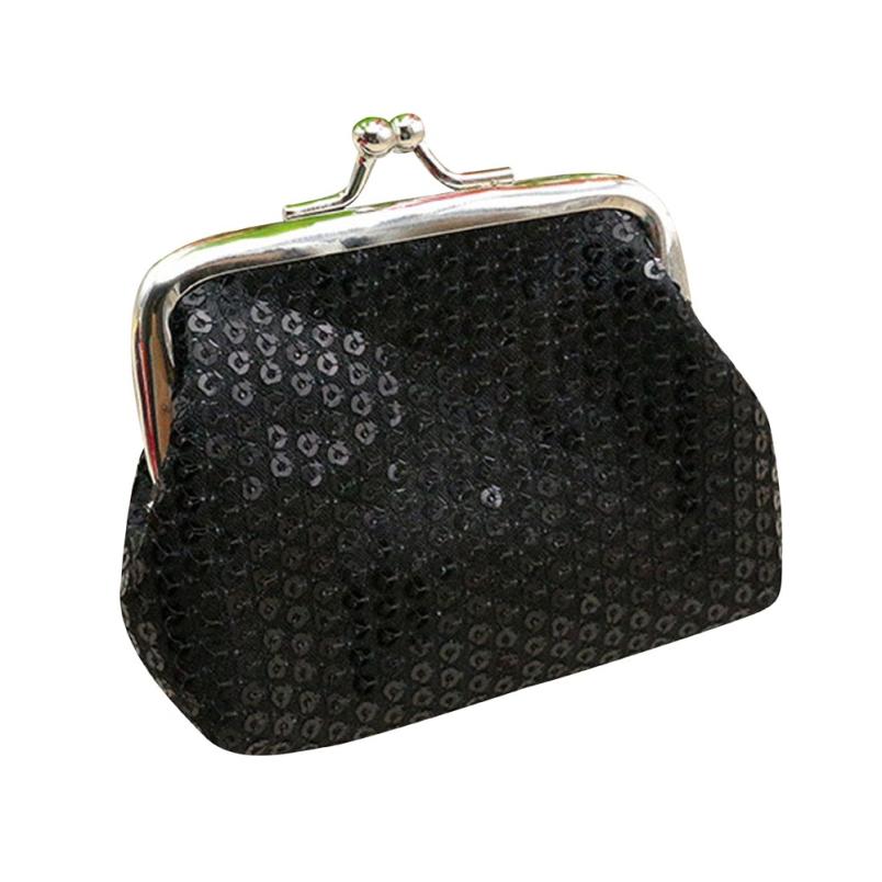 Womens Small Sequin womens wallets and purses Coin Purse Clutch Handbag Bag monederos para monedas kids wallet mini purse Lucky: Black