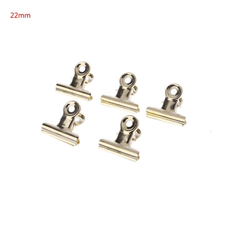 5 st/set guldpåse klämmor bulldog brevgrepp rostfritt stål pappersfil pärm klämma matpåse tätningsklämmor kontor kök 4 stl.: 22mm