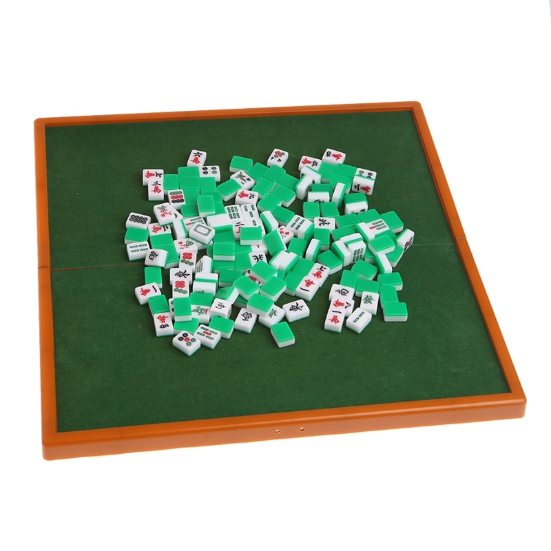 Draagbare Mini 144 Mahjong Set Mah Jong Tafel Traditionele Game Reizen Opvouwbare