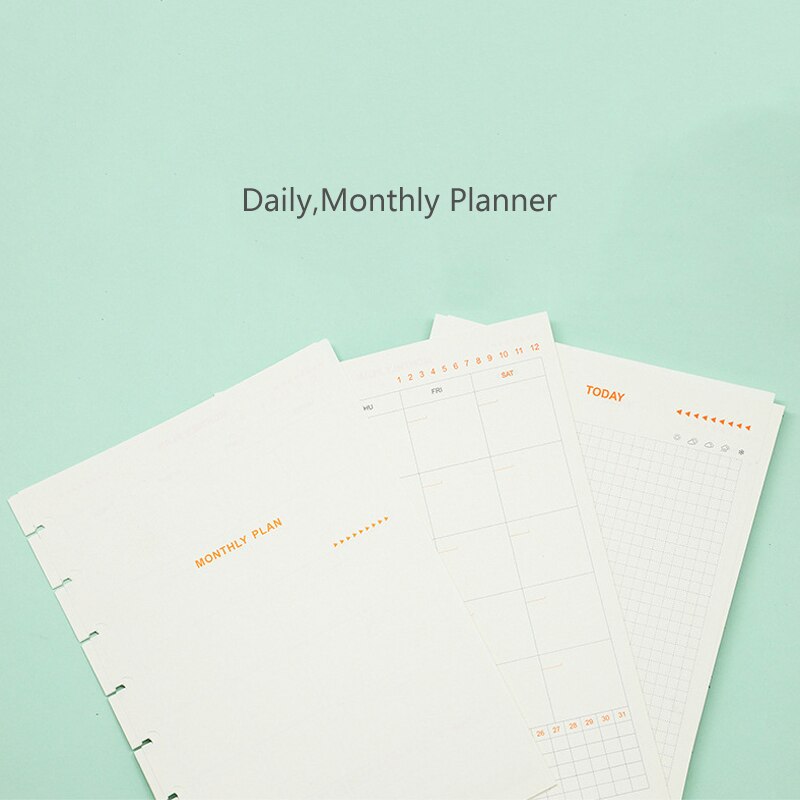 A5 Notepad Inner Paper Mushroom Hole Loose Leaf Notebook Refill Inside Page Binder Inner Page To Do List Line Grid Inside Paper