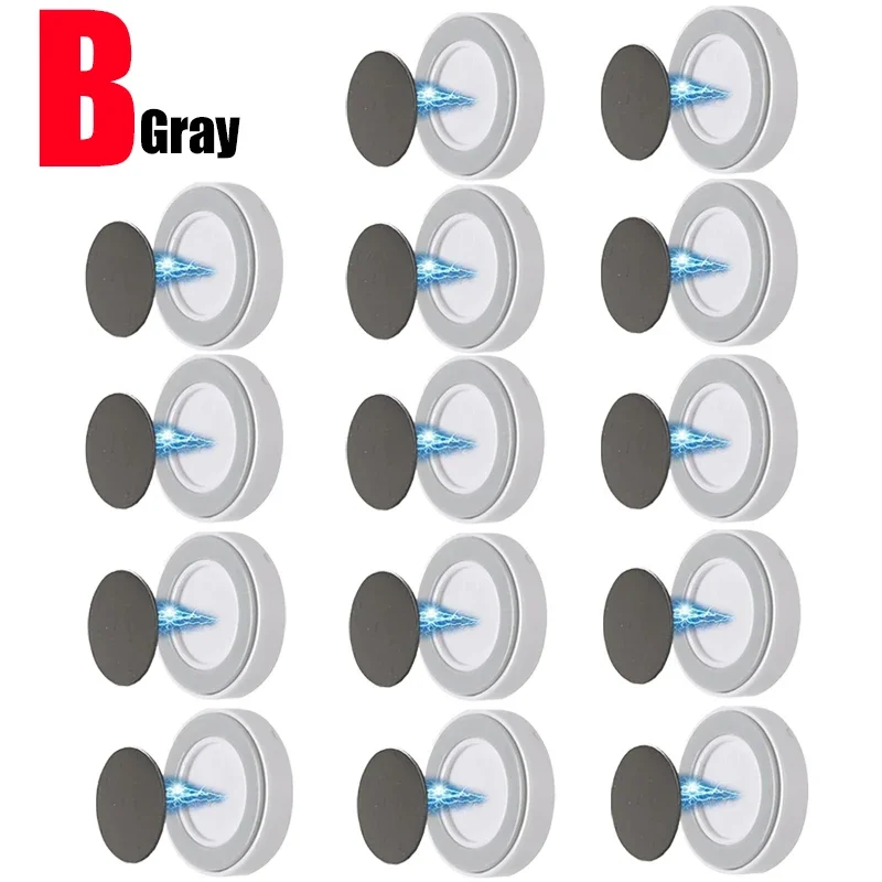 Sterke magnetiske kroker, magnetholder mot tap, oppbevaringskroker for fjernkontroll, veggmontert kjøleskapsklistremerke, krok til hjemmeorganisering: M / Mørkegrå