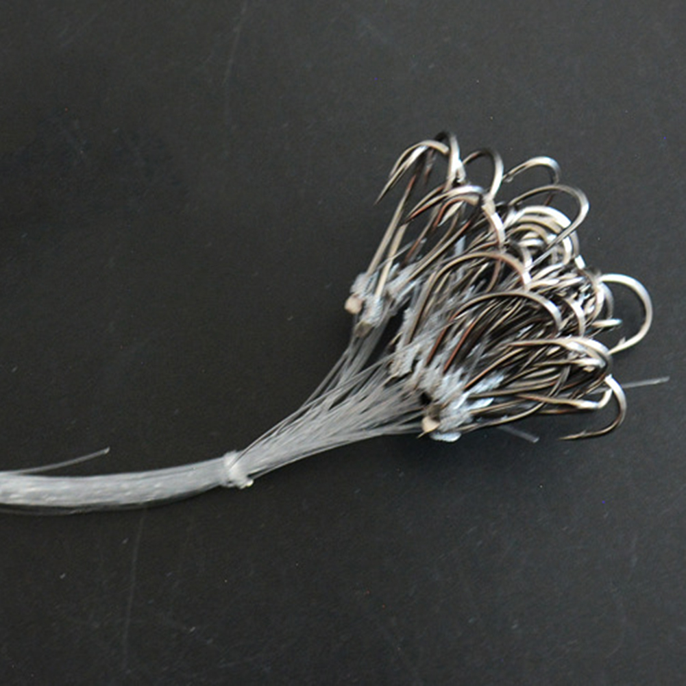 50 Stuks Vishaken Met Lijnset Koolstofstaal Dubbele Vishaak Vis Prikkeldkarper Visuitrusting Onderdeel Accessoires