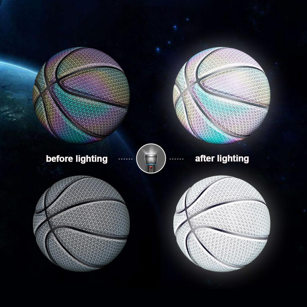 Illumina la palla da basket arcobaleno senza batteria PU Glow In The Dark basket (taglia 7) pallacanestro illuminata per uomo Teen Boy