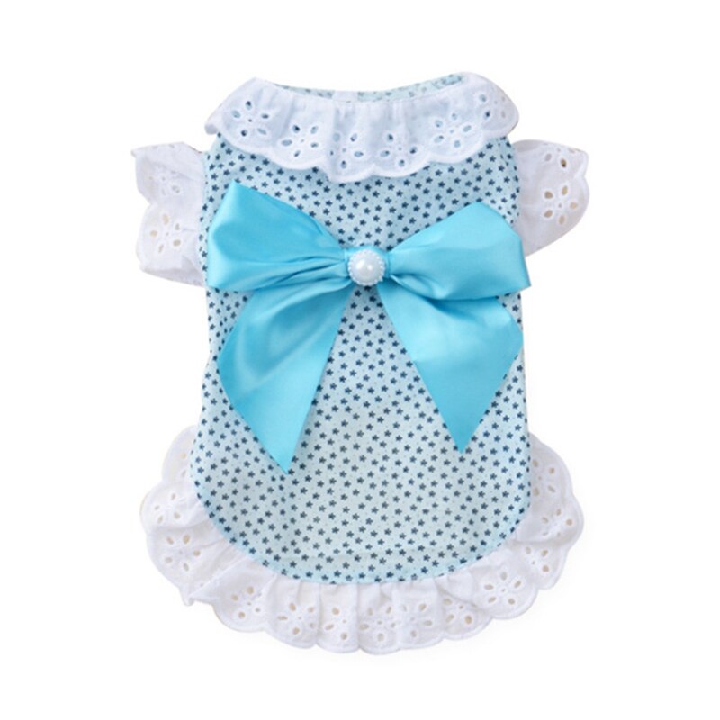 Ropa de encaje para perros pequeños, vestido con falda de princesas, ropa con lazo Floral, ropa para cachorros y perros