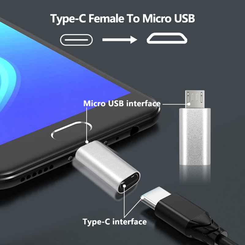 Mini Type-C Female to Micro USB Mobile Phone Adapters Converters with Realize Multi-functional Data transmission