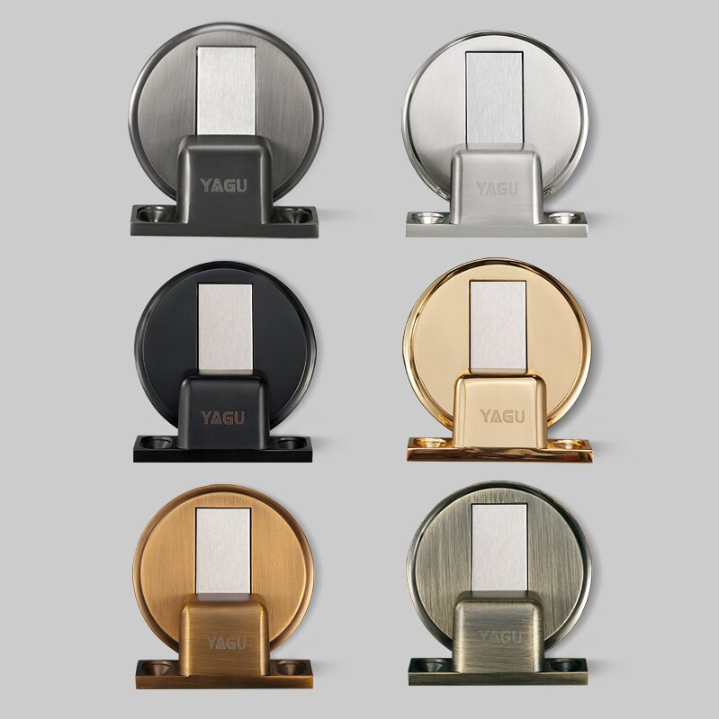 Gold Magnetic Door Stopper Black Magnet Door Stops Nickel Holder Hidden Catch Floor Bronze Doorstop for Toilet