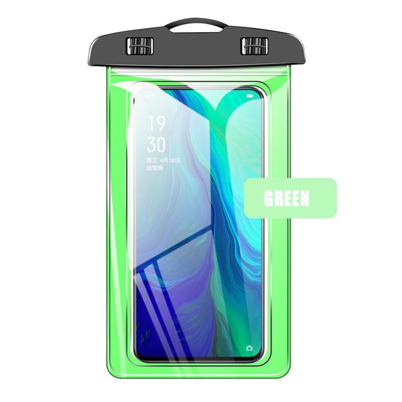 Svømning vandtæt taske undervand taske cover tør pose pack tør universal mobiltelefoner pvc gennemsigtig taske: Grøn