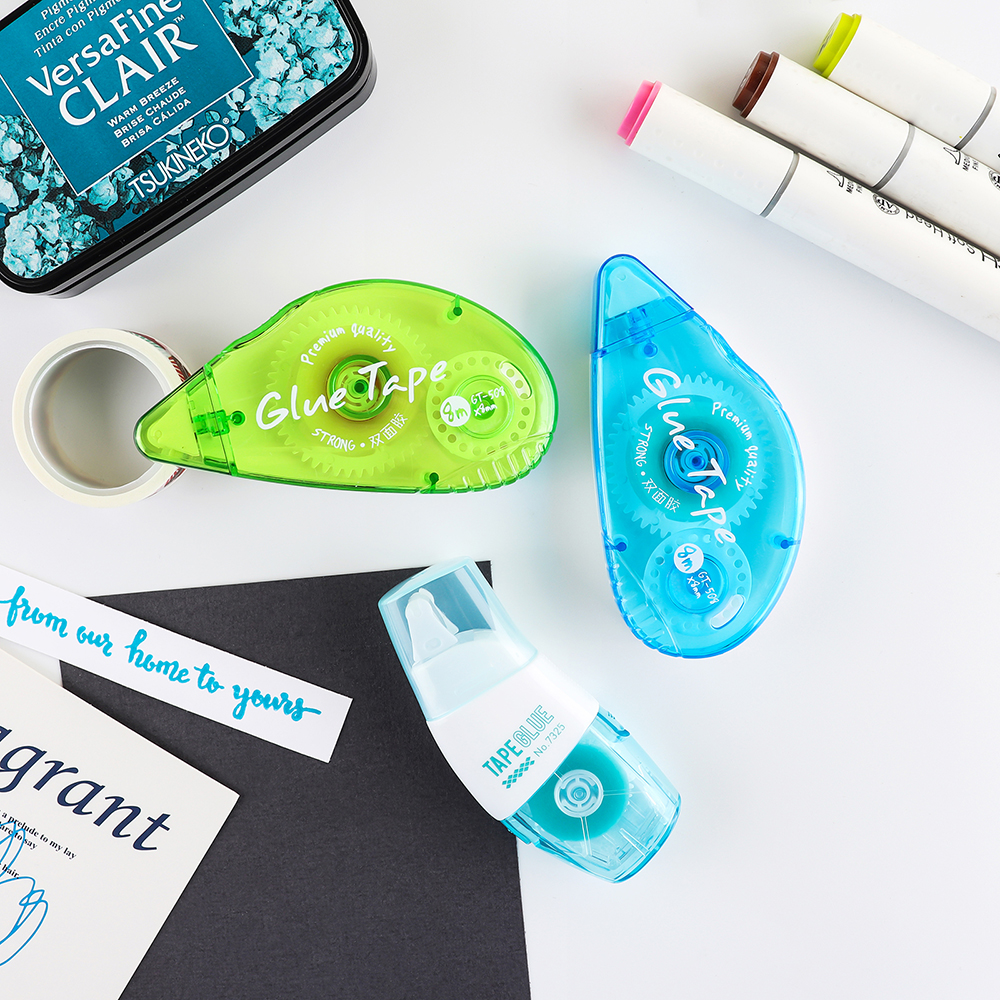 26Feet Strong Double Sided Adhesive Dots/line Stick Roller Permanent Adhesive Applicator Refillable Solid Tape Runner for Cards