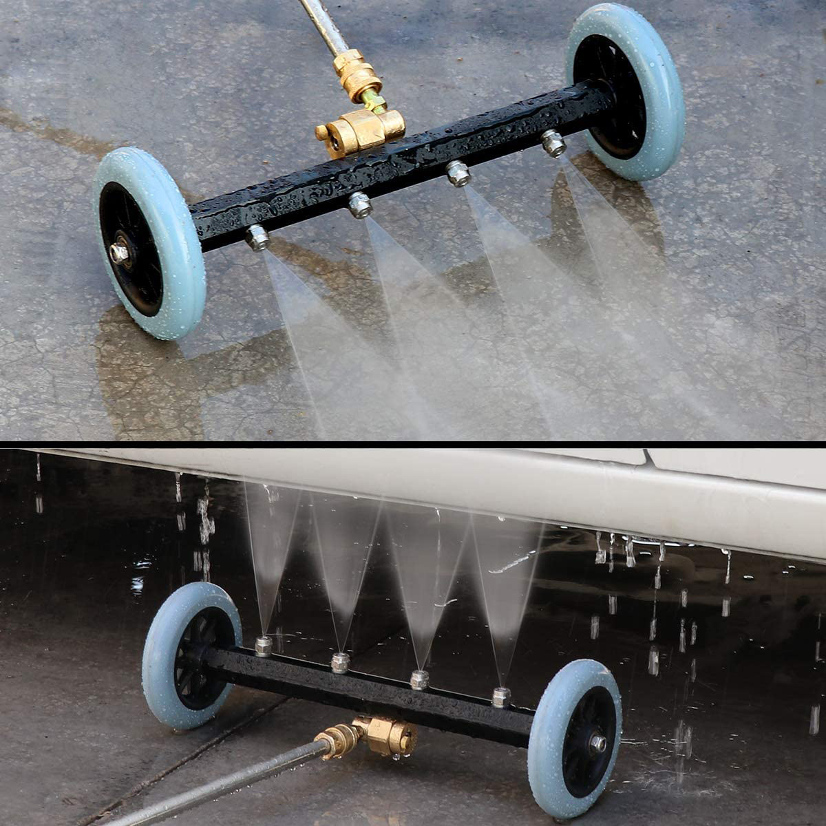 Limpiador de material rodante de alta presión, 5000 PSI, lavadora debajo del carro, boquilla de limpieza de carreteras, escoba de agua