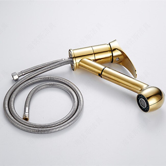 Keukenkraan Spring Pull Down Enkele Handgreep Messing Badrandcombinaties Aanrecht Kranen (Zwart Goud B