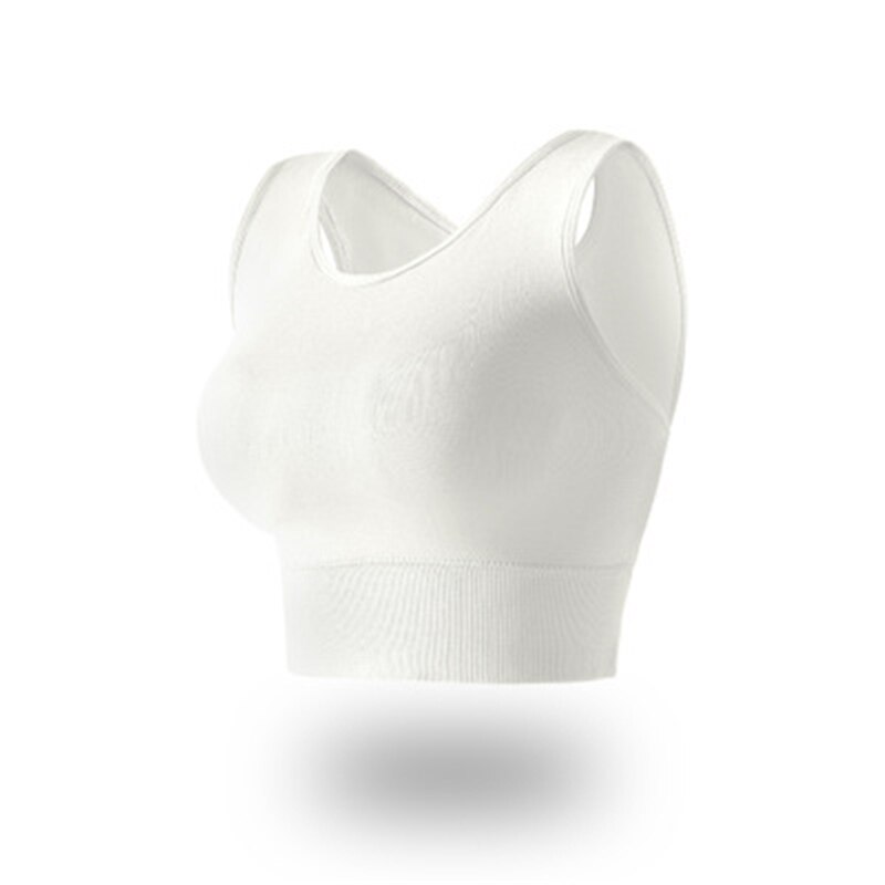 Chaleco de gimnasio para mujer, ropa interior deportiva sólida, transpirable, para correr, ropa activa, Tops de Yoga, sujetadores de entrenamiento elástico de talla libre para Fitness: White