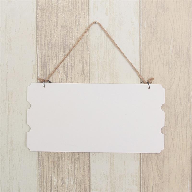 2pcs Wood Unfinished Plaque DIY Hanging Signs Blank Plate Decor for Store Shop Home (White)