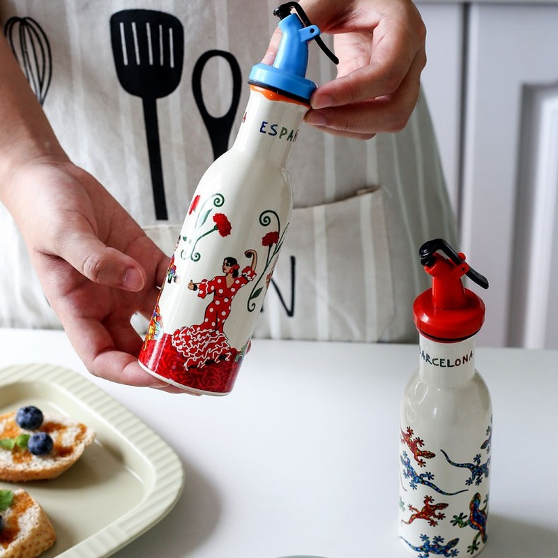 Thuis Creatieve Keramische Lekvrije Keuken Azijn Olie Olijf Dispenser Fles Sojasaus Azijn Kruiden Kan Tank Keuken Tool