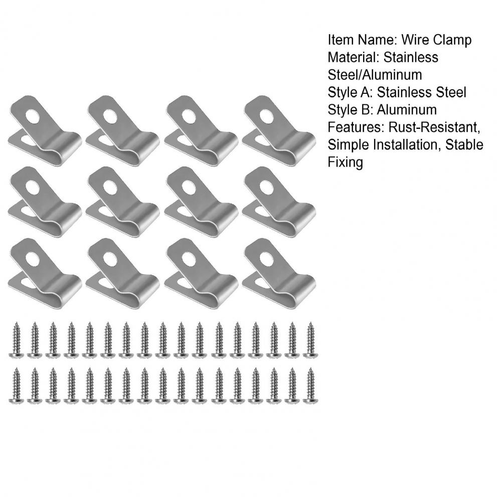 100 Pcs Fence Wire Clamps With Screws Stainless Steel Rust-Resistant Fence Mounting Clips For 12-16 Gauge Garden Yard Supplies