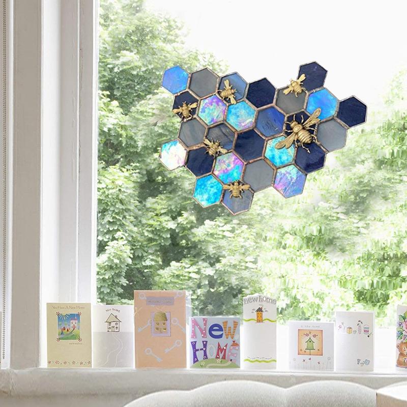 Bee Hive Cartoon Sticker Home Window Wallpaper Decoration Cute Pattern Sunflower PVC Wallpaper Wreath Shape Bedroom Living Room