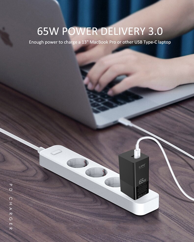 65W GaN USB C PD MagSaf* Power Adapter 2-Ports Fast Smart Mobile Phone Quick Charger For Laptop Macbook iphone Xiaomi Huawei