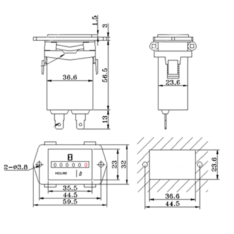 6 Cijfers 100-250V Ac 10-80V Dc Uurmeter, Complete Verzegelde Quartz-Timerteller SYS-1