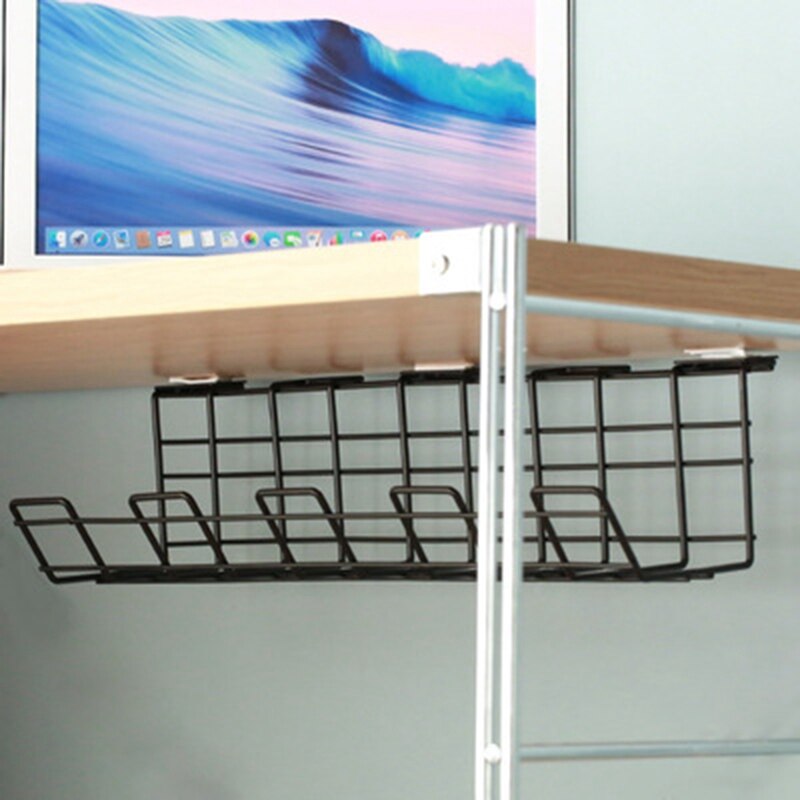1Pc Under Desk Cable Management Rack Compact Cable Organizer Storage Rack