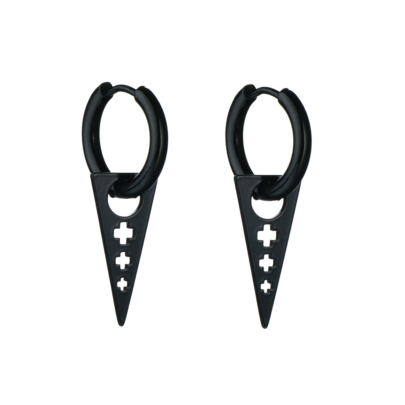 Pendientes colgantes en forma de triángulo para hombre y mujer, aretes de acero inoxidable, Piercing, joyería gótica, 2 unidades: Color dorado