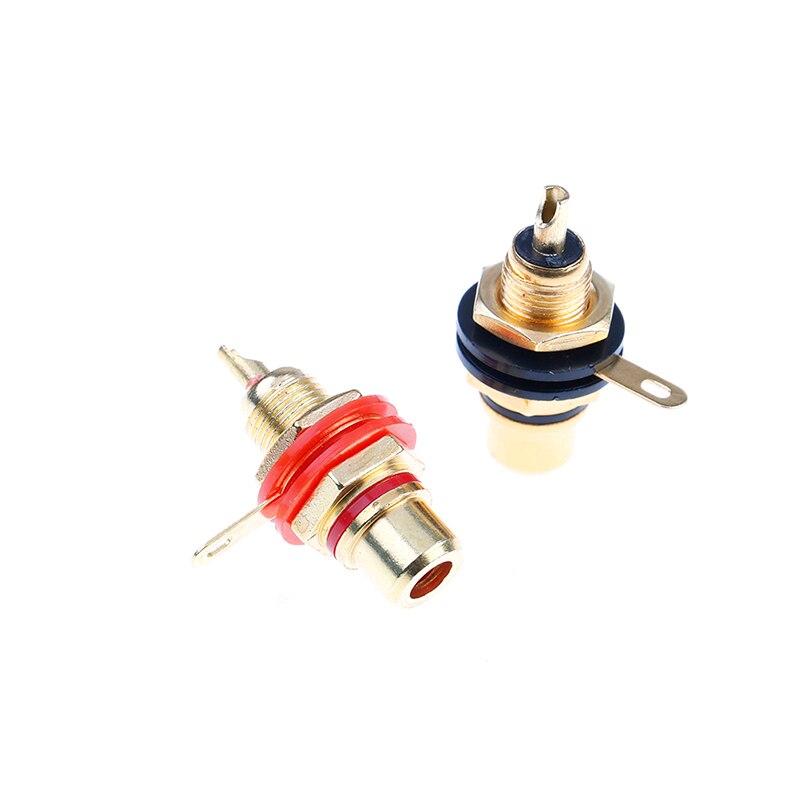 1 Pair RCA Female Socket Connector Chassis Panel Mount Adapter Audio Terminal Plug