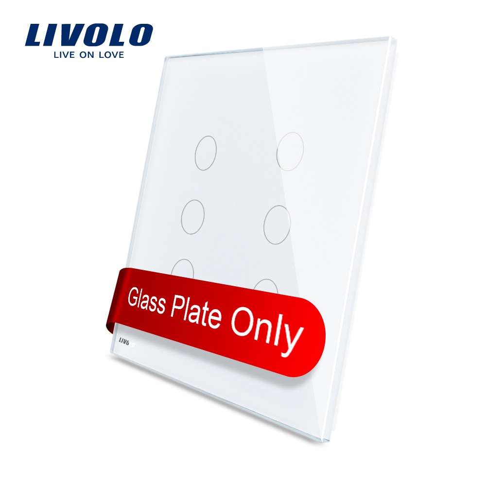 Livolo US standaard Luxe Zwarte Kristal Glas, dubbele Glas Panel Voor 3 Gang + 3 Bende Schakelaar VL-C5-C3/C3-11/12