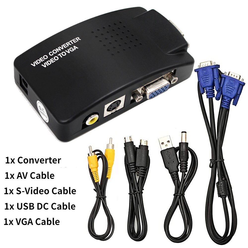 Av Vga Converter 3RCA S-Video Vga Naar Vga Adapter 1080PHD Video Converter Voor Pc Naar Tv: As show