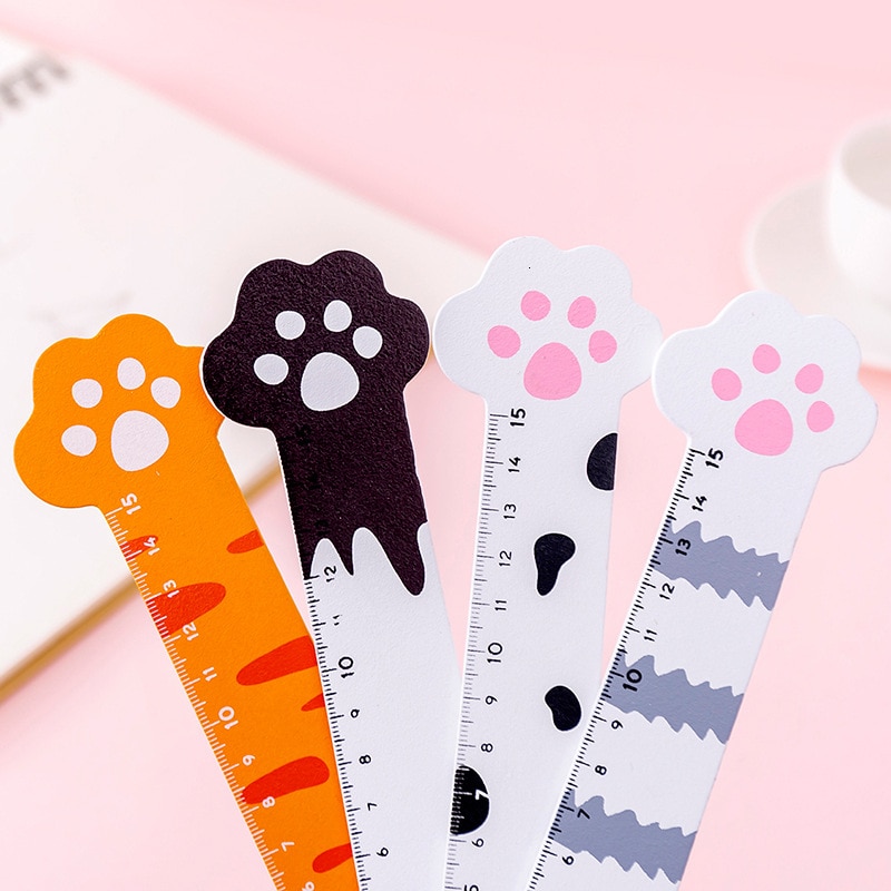 1 st lytwtw's kawaii enkel kattklo ull linjal mäter rak linjal verktyg elev skola kontorsmaterial brevpapper