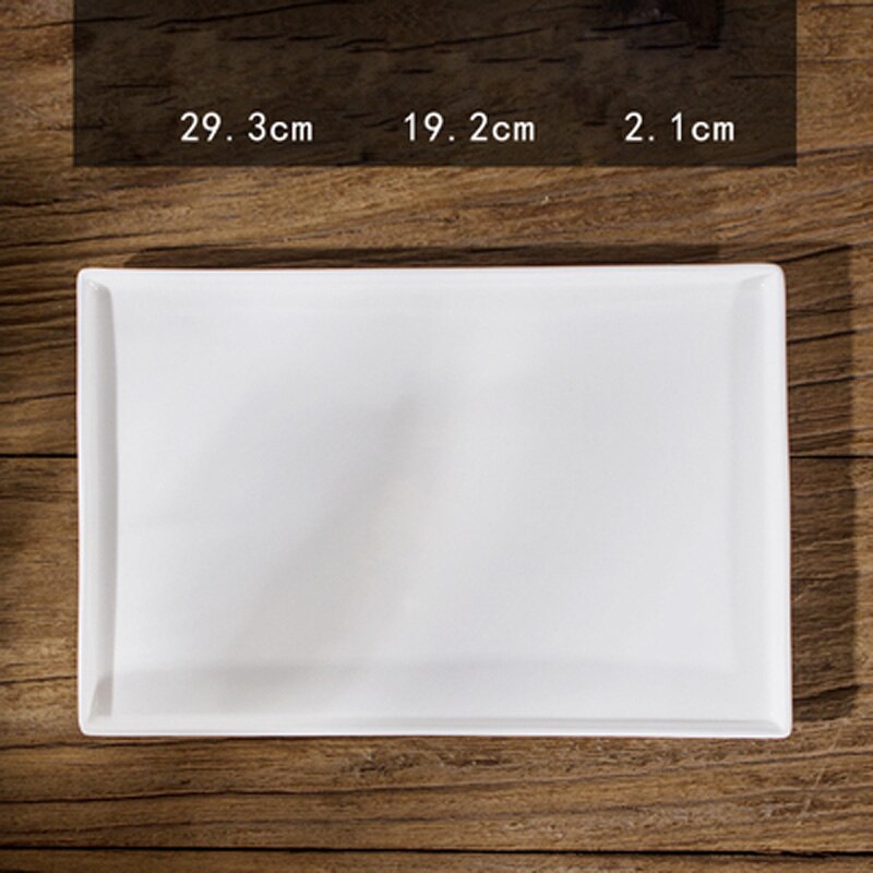 Pure white ceramic tray, rectangular fruit tray, tea tray, cake tray, dessert tray, dessert plate, flat tray, bread tray: Silver
