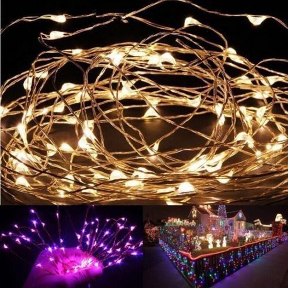 Guirnalda de luces Led Feimefeiyou 2m 20 para exteriores, guirnalda de luces con batería de cobre para fiestas, Navidad, bodas # W3