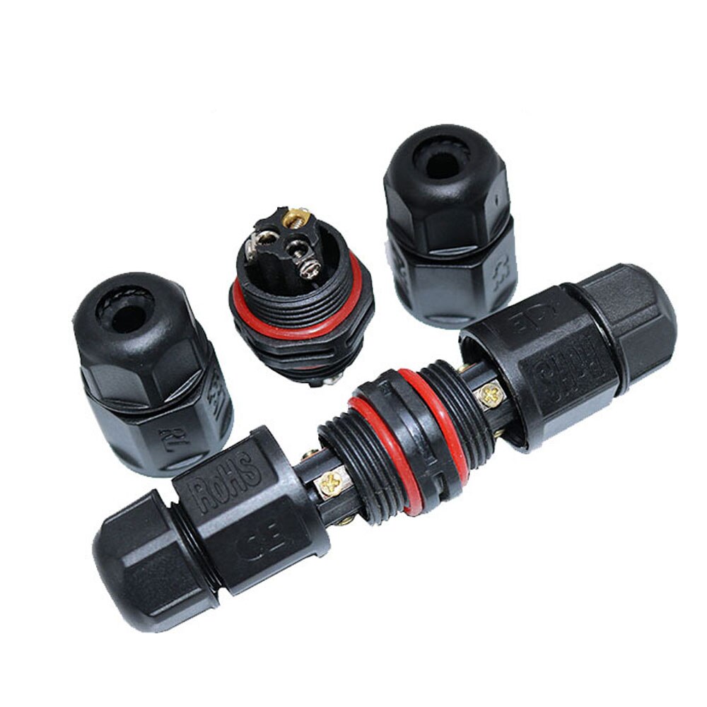 IP68 Waterproof Connector 2pin 3pin Electrical Terminal Adapter AC 40A Sealed Retardant T Shape LED Light Outdoor Wire Connector