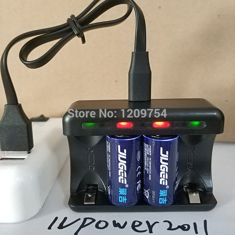 Nueva batería de litio recargable JUGEE 1000mah 3V cr123a 3000mWh batería usb recargable li-polymer CR123A 3V usb