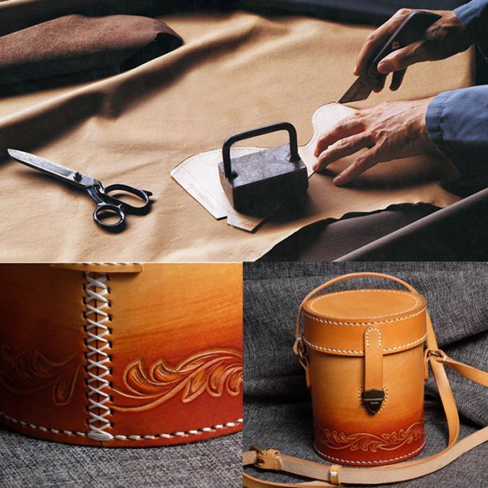 LMDZ 1Pc Curved Wooden Color Leather Diamond Point Awl,Leather Sewing and Stitching Tool,Leather Handmade DIY for Beginner