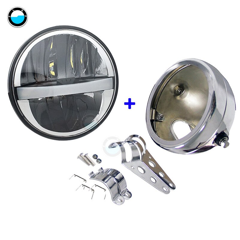 5-3/4"Inch LED Light Bulbs H/L Projection Headlight With 5.75 Inch Headlight Bucket shell For motorcycle Sportster XL 883: Combo 2
