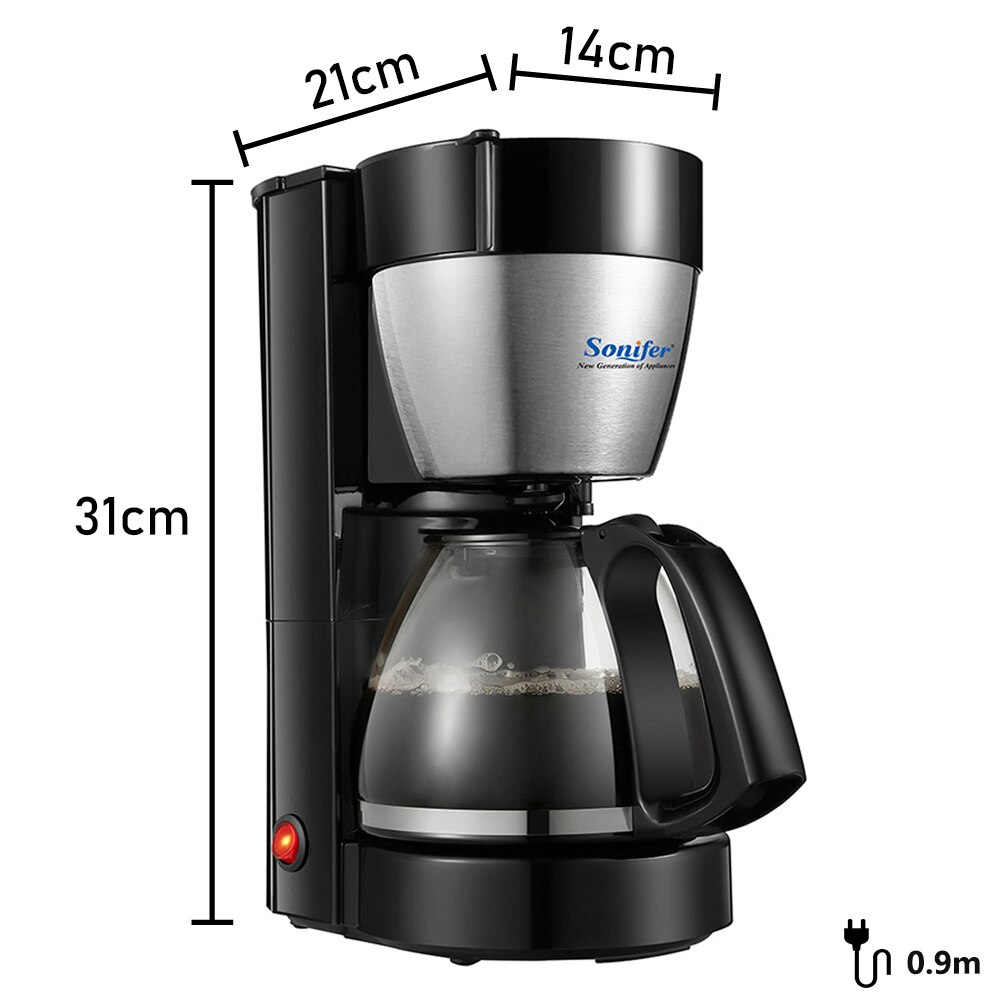 1.25L Electric Drip Coffee Maker Household Large Coffee Machine 12 Cup Tea Coffee Pot 220V Sonifer