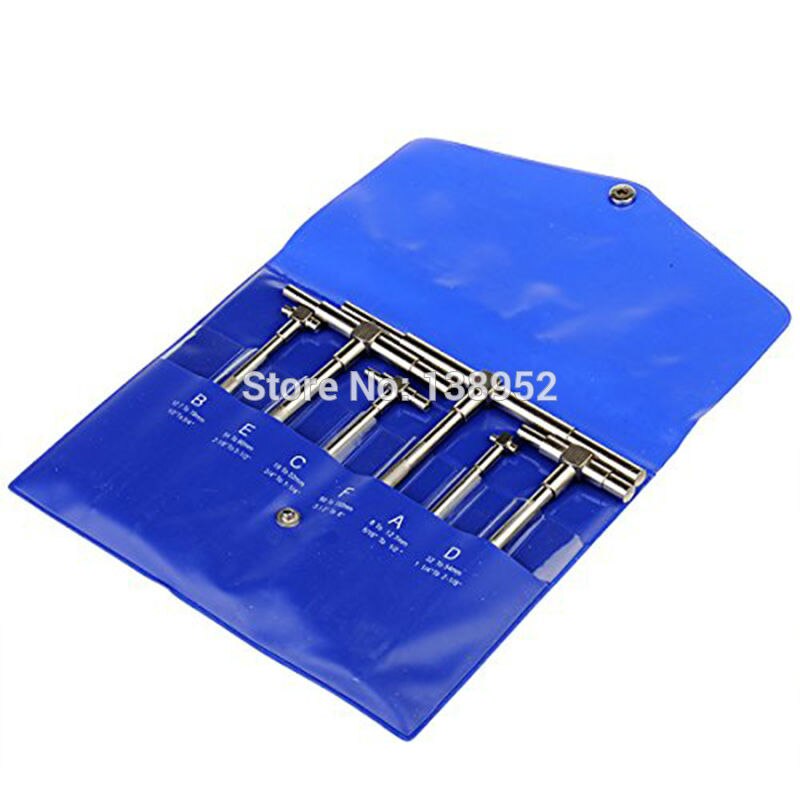 6Pcs Set Telescopic Gauge Set Micrometer Measurement Bore Engineers Kit 8-150mm Hardened Tool Steel Precision Telescoping Gage