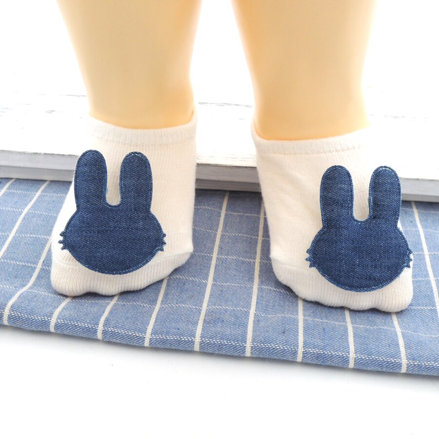 Nieuwe babysokjes in jeansstijl, schattige konijntjesvorm, unisex babysokjes, geboren babysokjes voor jongens,  bb06