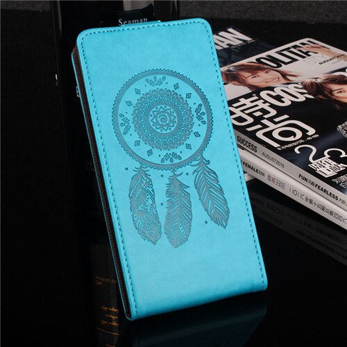 Hongbaiwei voor nokia 5 hoesje, reliëf leren hoesje voor nokia 5 flip case, verticale achterkant, magnetische beschermhoes: Fl blauw