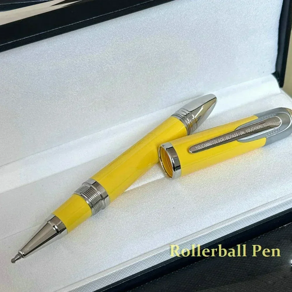 Classique Signature Ferr-ari Gray/Silver Clip Red Piston Rollerball Ballpoint Ink Fountain Pen Office Writing for: light yellow / Brown